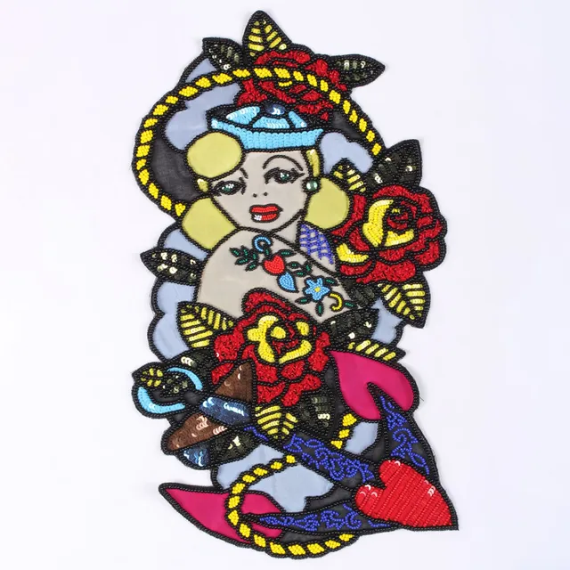 Mermaid sailor artsy regal patch/Beaded-patch/Story-patch/Floral-patch