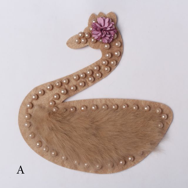 Swan-of-royals elegant patch/Fur-patch/Beads-patch/Bird-patch/Art-patch