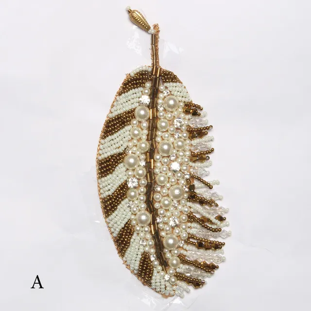 Royal grace leaf-feather patch/Beads-work-patch/Stones-pearls-patch