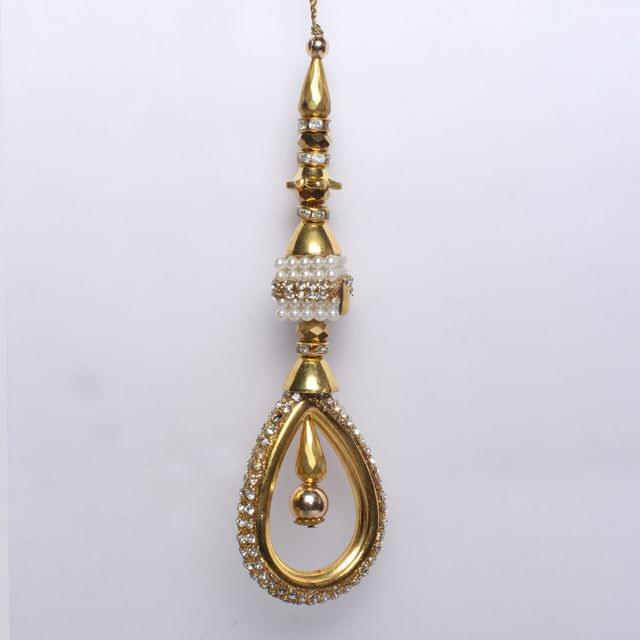 Grand and chic ear-baalis style beads, pearls and stones covered Bollywood style tassel hangings