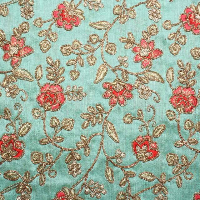 Fancy roses-galore fabric/Zari-work-fabric/Floral-fabric/Chic-fabric