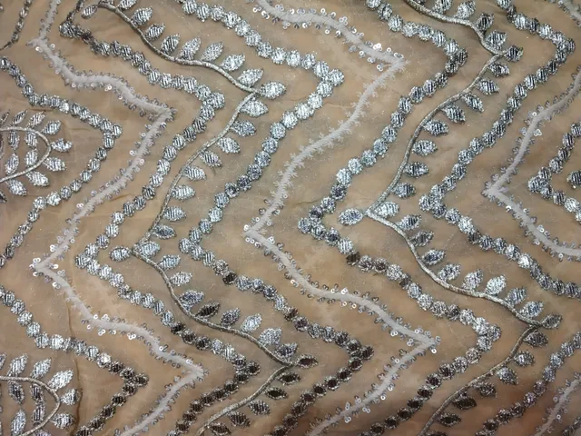 Gilded silver fusion georgette fabric/Party-fabric/Festive-Sheer-fabric