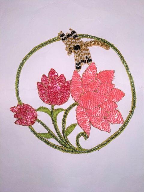 Luxurious floral dragon-fly patch/Sequins-bead-patch/Zari/Zardosi-patch