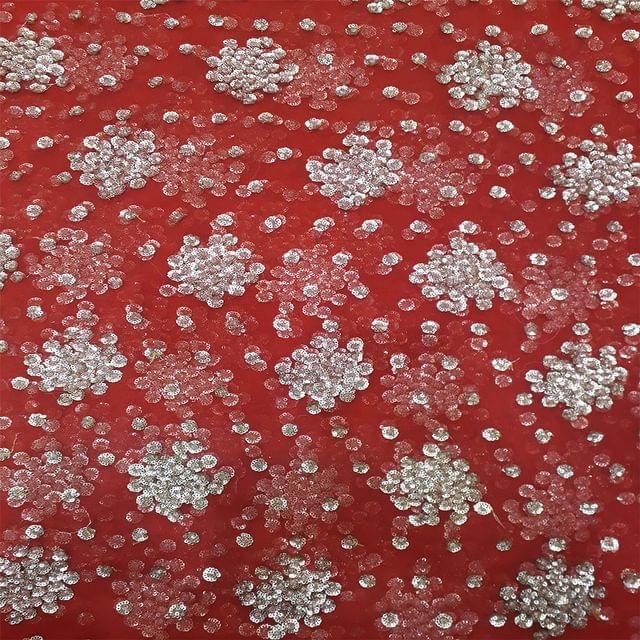 Tiny stars spotted sequins net fabric/Embroidery-fabric/Majestic-fabric