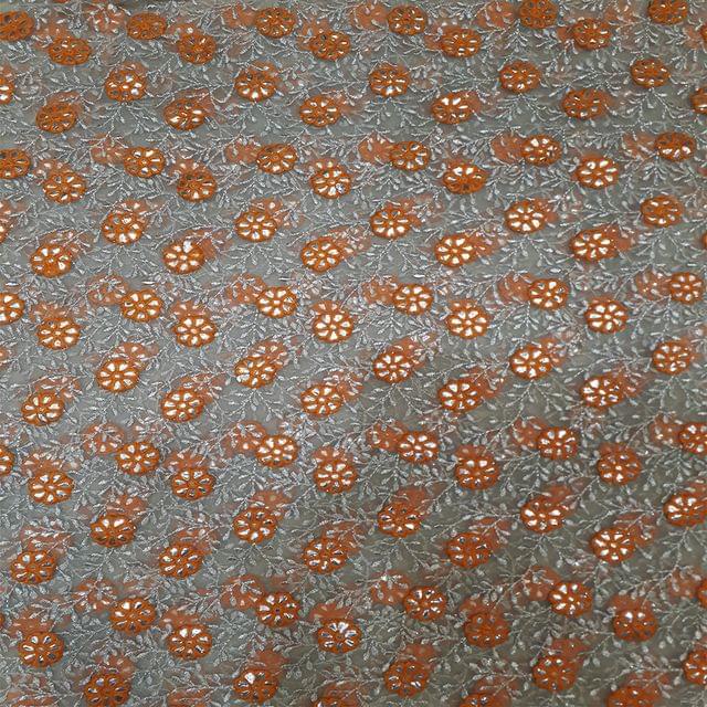Gota flowers fancy festive fabric/Net-fabric/Embroidered-Net/Trendy-Net