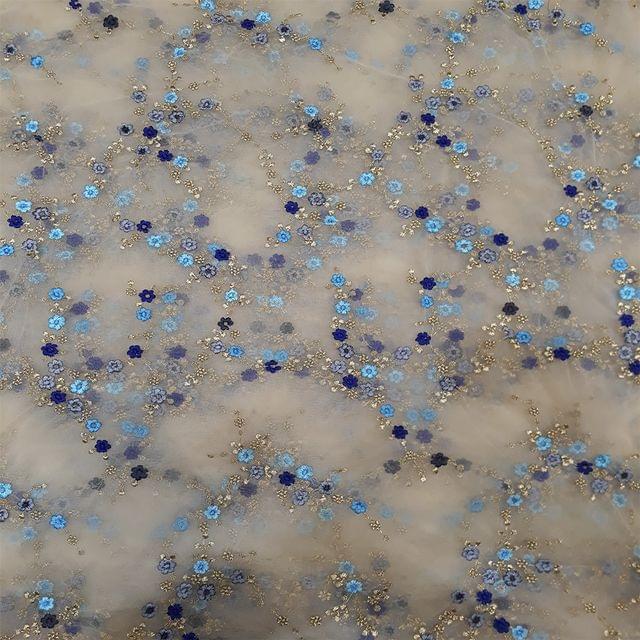 Regal blooms starry floral fabric/Rich-bridal-net/Ornate-net/Net-fabric