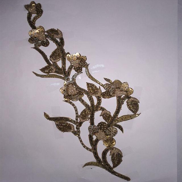 Bridal florid spring-sprig patch/Zardosi-patch/Floral-patch/Festive-patch