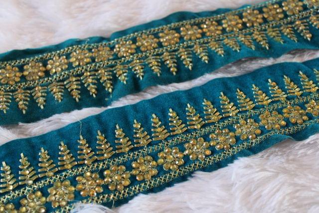 Blue-like-Royal embellished lace/Stone-work-lace/Refined-lace/Fancy-DIY