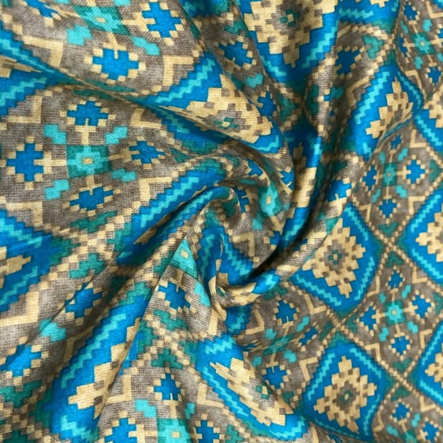 Firozi Glace Cotton Cambric Print