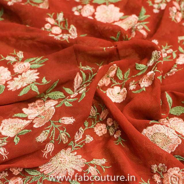 Red Georgette Embroidery