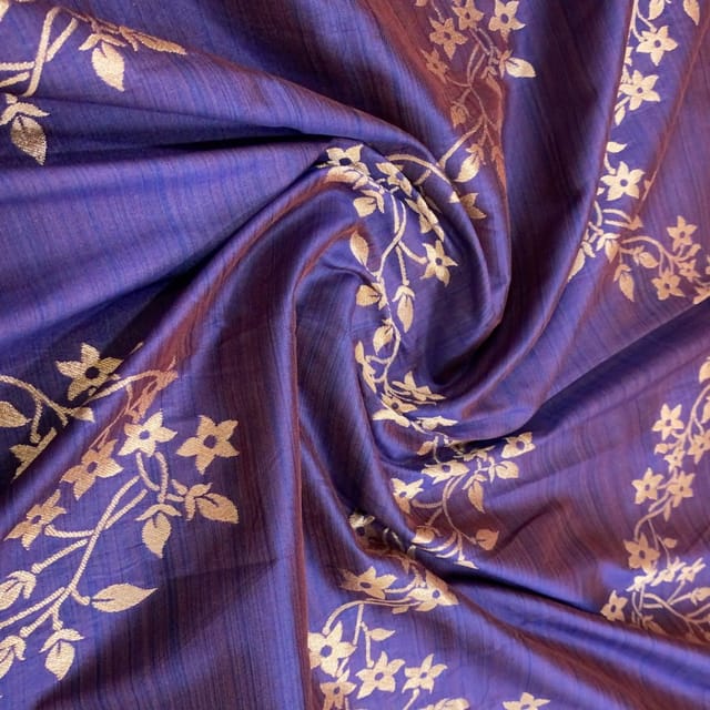Purple Coloured Zig Zag Jacquard Silk