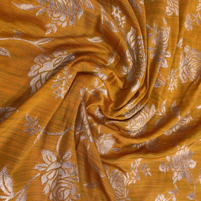 Mustard Coloured Jaal Jacquard Silk