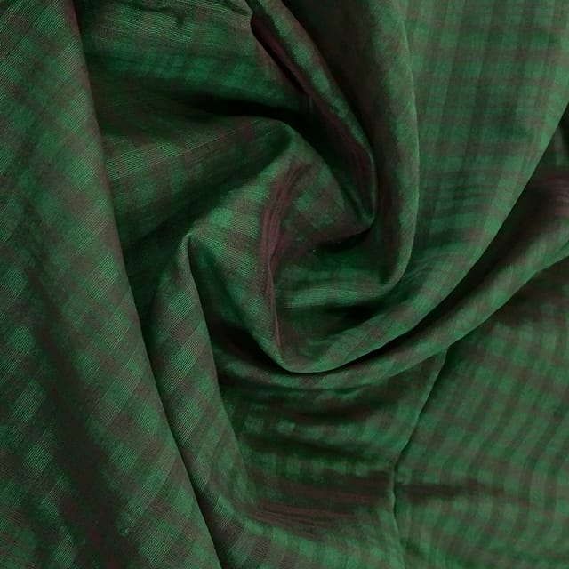 Green Colour Chanderi Self Checks