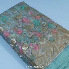Mint Green Color Net Embroidery