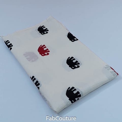 White Colour Cambric block print