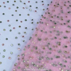 Pink Color Net Embroidery