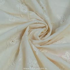 Off White Dyeable Cotton Chikan Embroidery