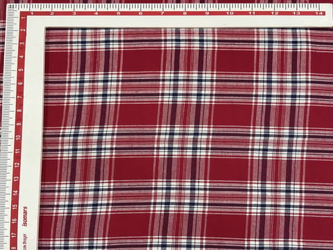 Red,Black and White Yarn Dyed Cotton Twill Check Fabric
