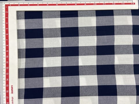 Blue and Grey Yarn Dyed Melange Check Twill Fabric