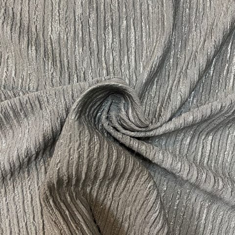 Grey Colour Pleated Lycra with Silver Foil Fabric
