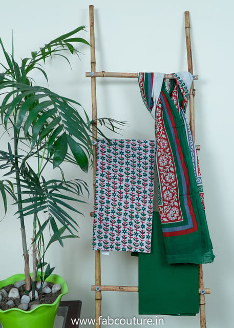 Cotton Dobby Hand Block Printed Cotton Suit With Mal Cotton dupatta and Cotton Bottom