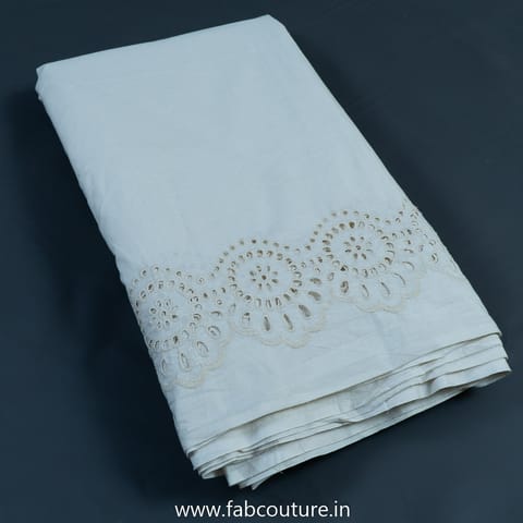 White Dyeable Cotton Chikan Embroidery (1.1 meter cut piece)