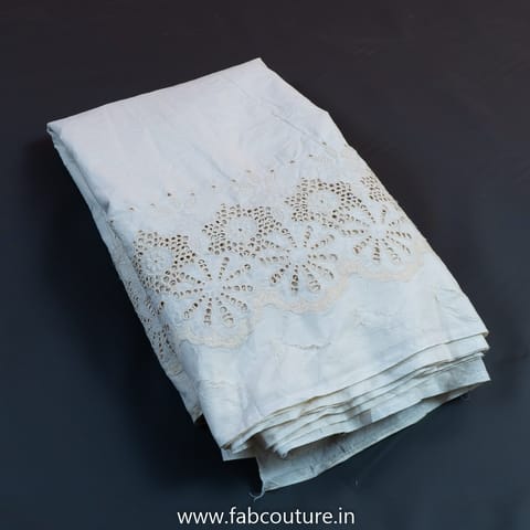 White Dyeable Cotton Chikan Embroidery