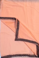 Peach Cotton Flex Embroidered Suit With Cotton Bottom And Chiffon Dupatta