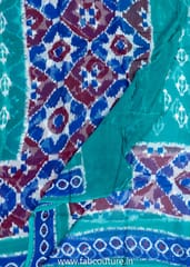 Blue Color Cotton Printed Suit With Cotton Bottom And Printed Chiffon Dupatta