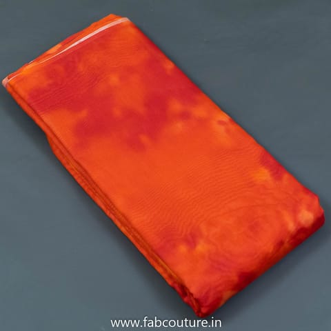 Orange Color Chanderi Silk Tie Dye Digital Print