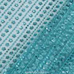 Sky Blue Net Sequins Embroidery