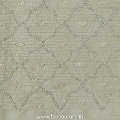 Beige Color Dupion Silk Sequins Embroidery