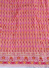 Peach Color Upada Print With Embroidery