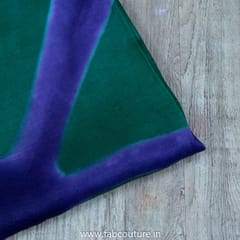 Purple With Green Gajji Silk Clamp Dyed Fabric 2.5 Metre Piece