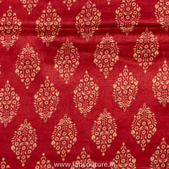 Maroon Color Mashru Silk Ajrakh Print ( 2 Meter)