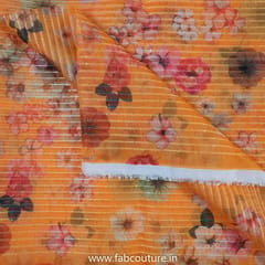 Orange Poly Organza Print With Embroidery (60 CM Cut Piece )