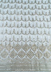 White Dyeble Georgette Faux Mirror Embroidery
