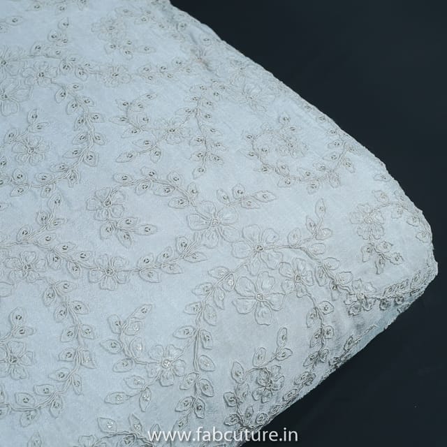 White Dyeble Chinon Chiffon Embroidery
