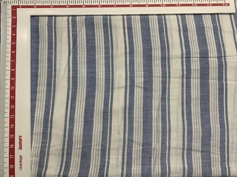 White Blue Yarn Dyed Cotton Stripe Fabric