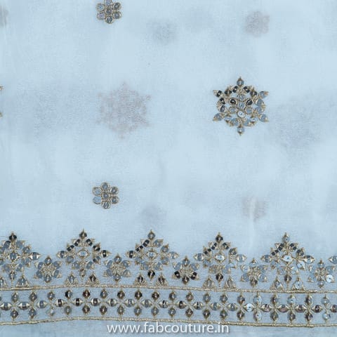 White Dyeable Chinon Chiffon Embroidered Dupatta (2.5 Mtr Piece)