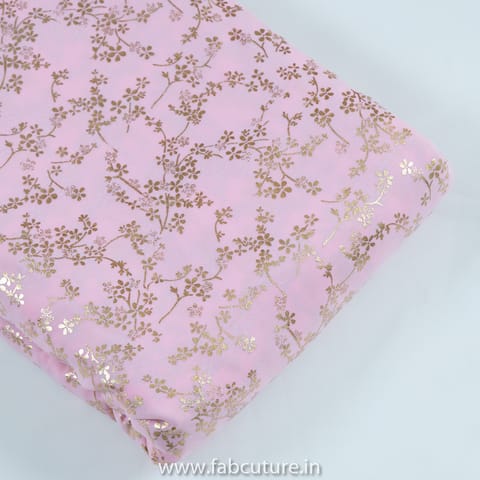 Pink Color Georgette Foil Print (1.5 Meter Cut Piece )