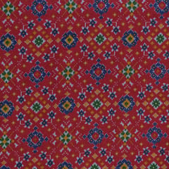 Red Color Cotton Ikkat Print