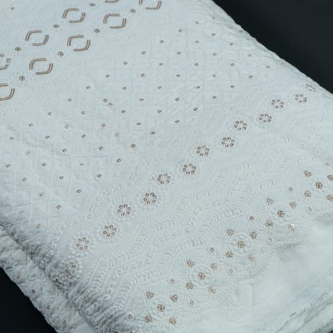 White Dyeable Muslin Thread Embroidery