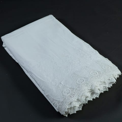 White Dyeable Cotton Chikan Cutwork Embroidery