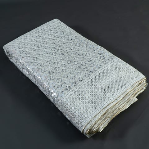 White Dyeable Net Sequins Thread Embroidery