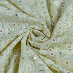 Mint Green Color Georgette Thread Embroidery