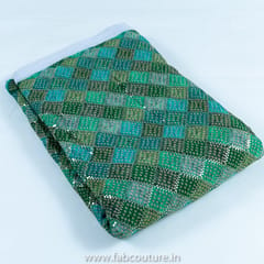 Green Chinon Chiffon Embroidery With Print (1.5 Meter Cut Piece )