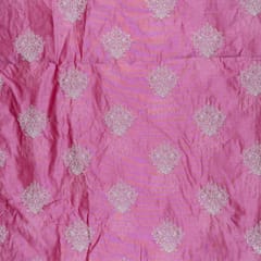 Pink Color Chanderi Thread Embroidery