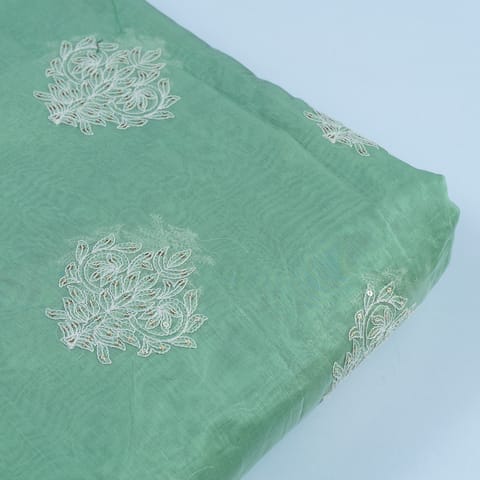 Green Color Chanderi Thread Embroidery