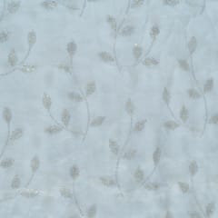 White Dyeable Chinon Chiffon Sequins Embroidery